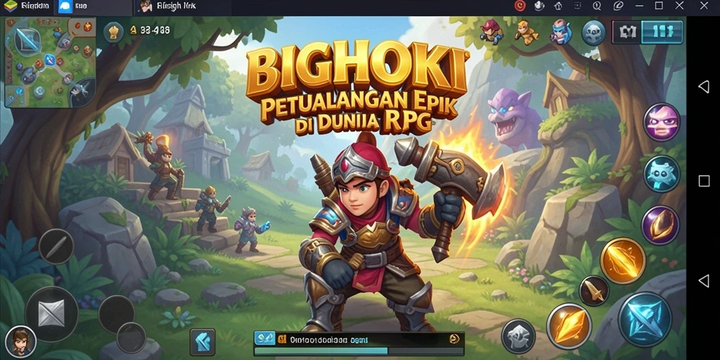 Tangkapan layar utama BIGHOKI menampilkan aksi pertempuran yang mendebarkan.