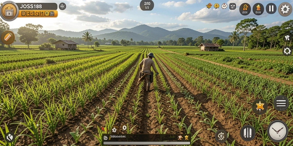 Tampilan gameplay JOSS188 yang menakjubkan saat bertani.