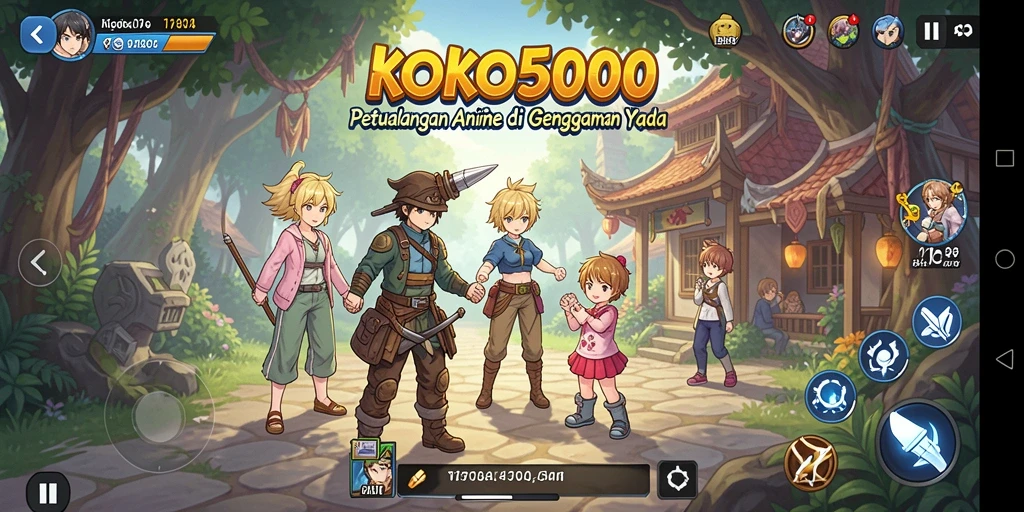 Screenshot KOKO5000 menunjukkan karakter Anime dalam pertarungan yang menggetarkan.