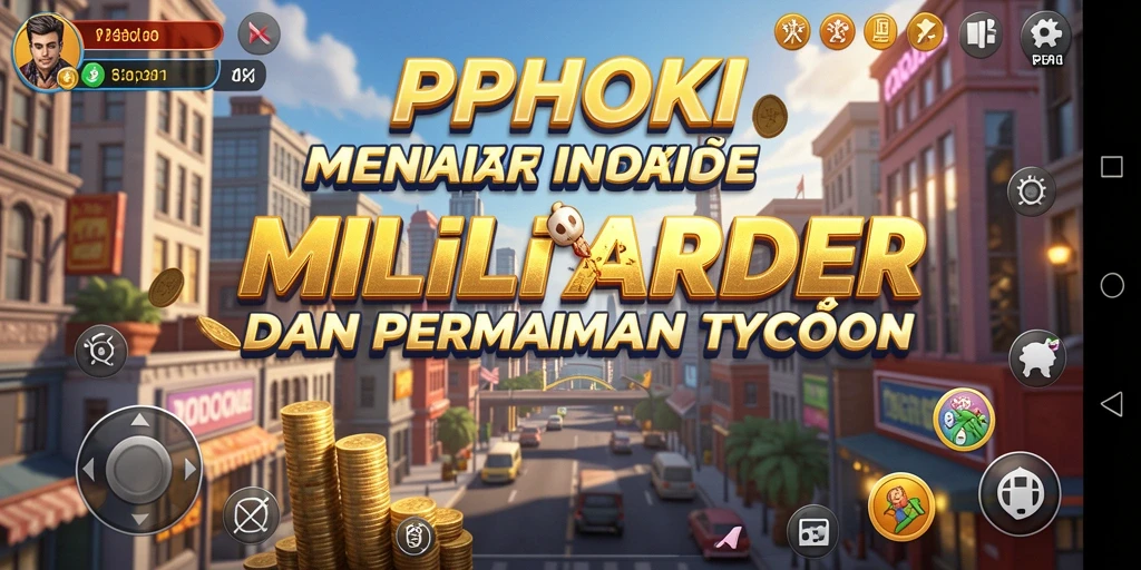 Tampilan gameplay PPHOKI dengan berbagai bisnis yang dibangun.